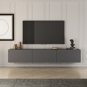 Meuble TV suspendu avec placards 150cm gris anthracite NEVADA