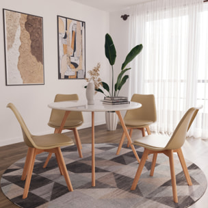 Set Di 4 Sedie Per Sala Da Pranzo Ufficio Con Gambe In Faggio Legno Massello Massiccio Stile Nordico Scandinavo Comoda Seduta Imbottita Ideale Per Sog