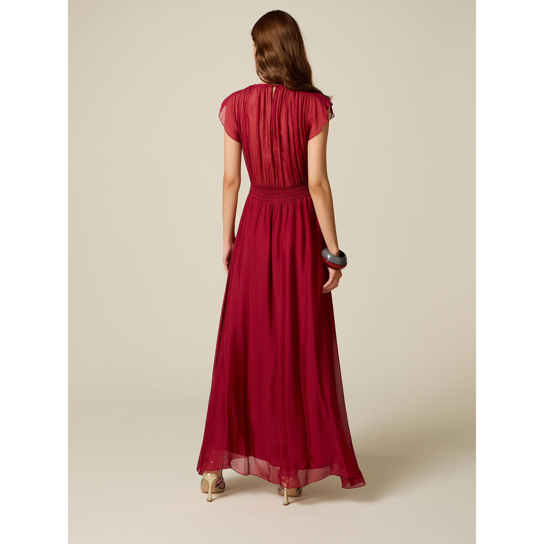 Oltre - Vestido largo en voile mezcla de seda - Rojo