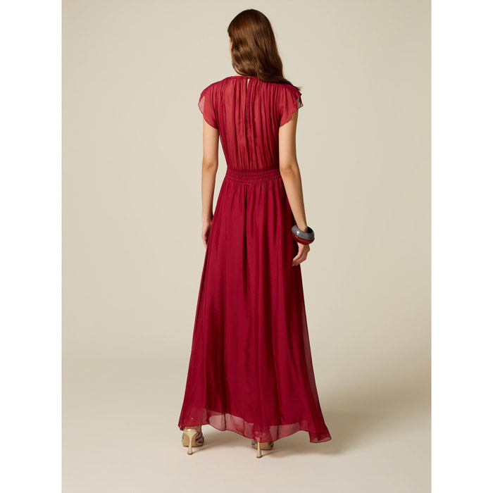Oltre - Vestido largo en voile mezcla de seda - Rojo