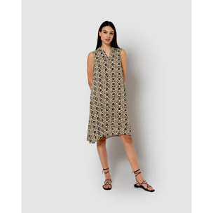 Vestido corto bambula detalles plisados nito negro