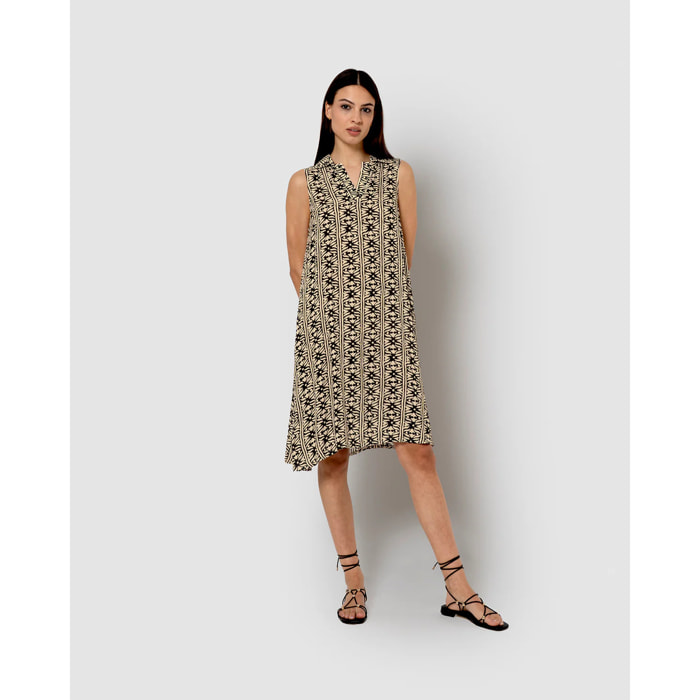 Vestido corto bambula detalles plisados nito negro