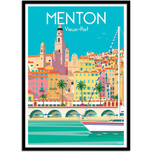 Affiche - Menton Vieux-Port - Raphael Delerue