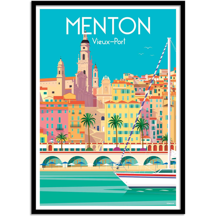 Affiche - Menton Vieux-Port - Raphael Delerue