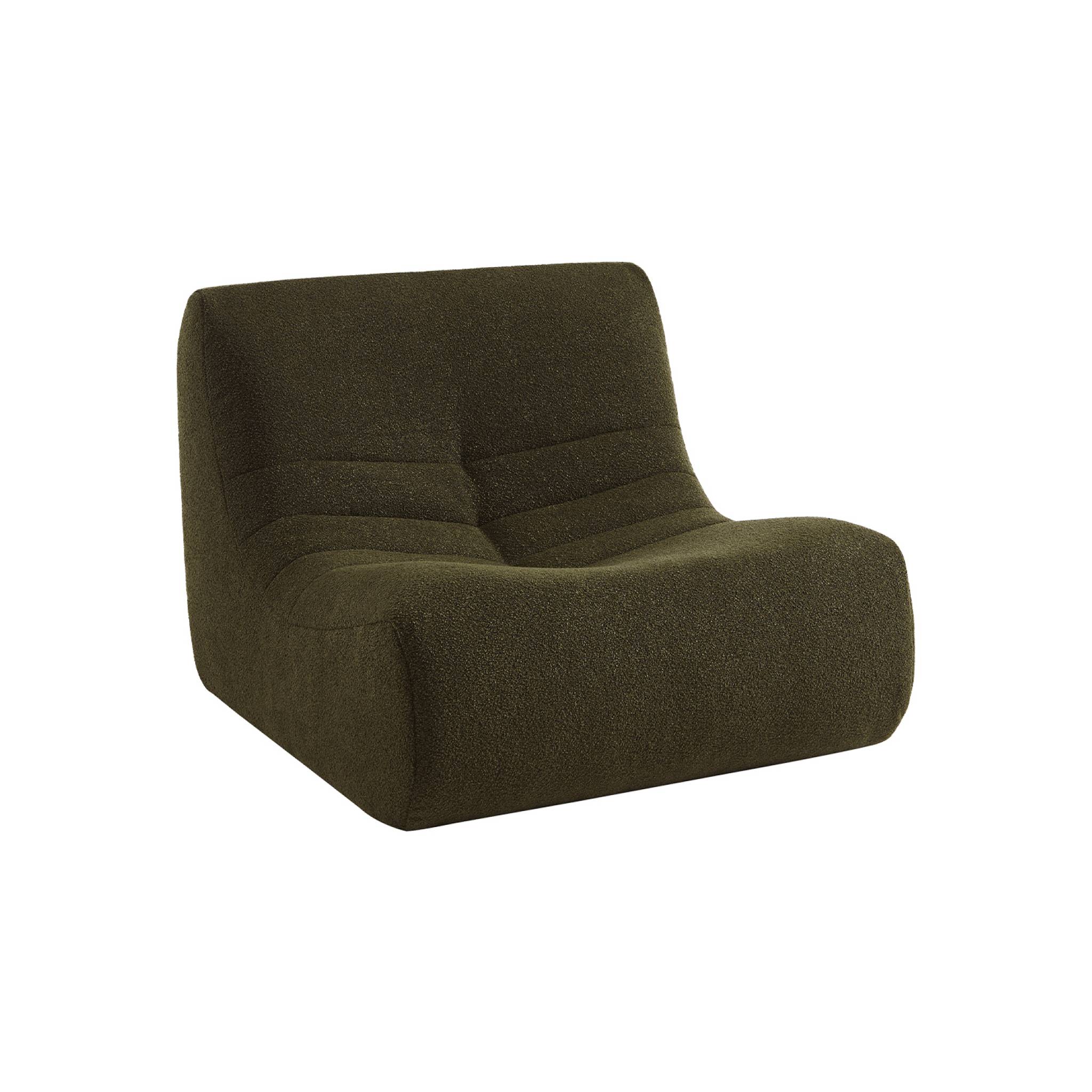 Lot de 2 fauteuils chauffeuses en bouclette texturée kaki style contemporain 1 place