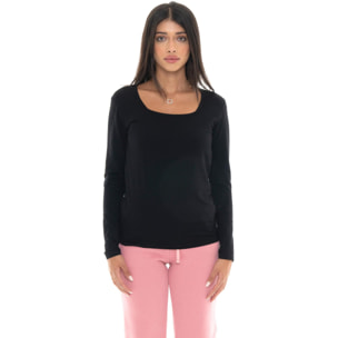 T-shirt donna a manica lunga con placchetta Leone 1947 Never Without