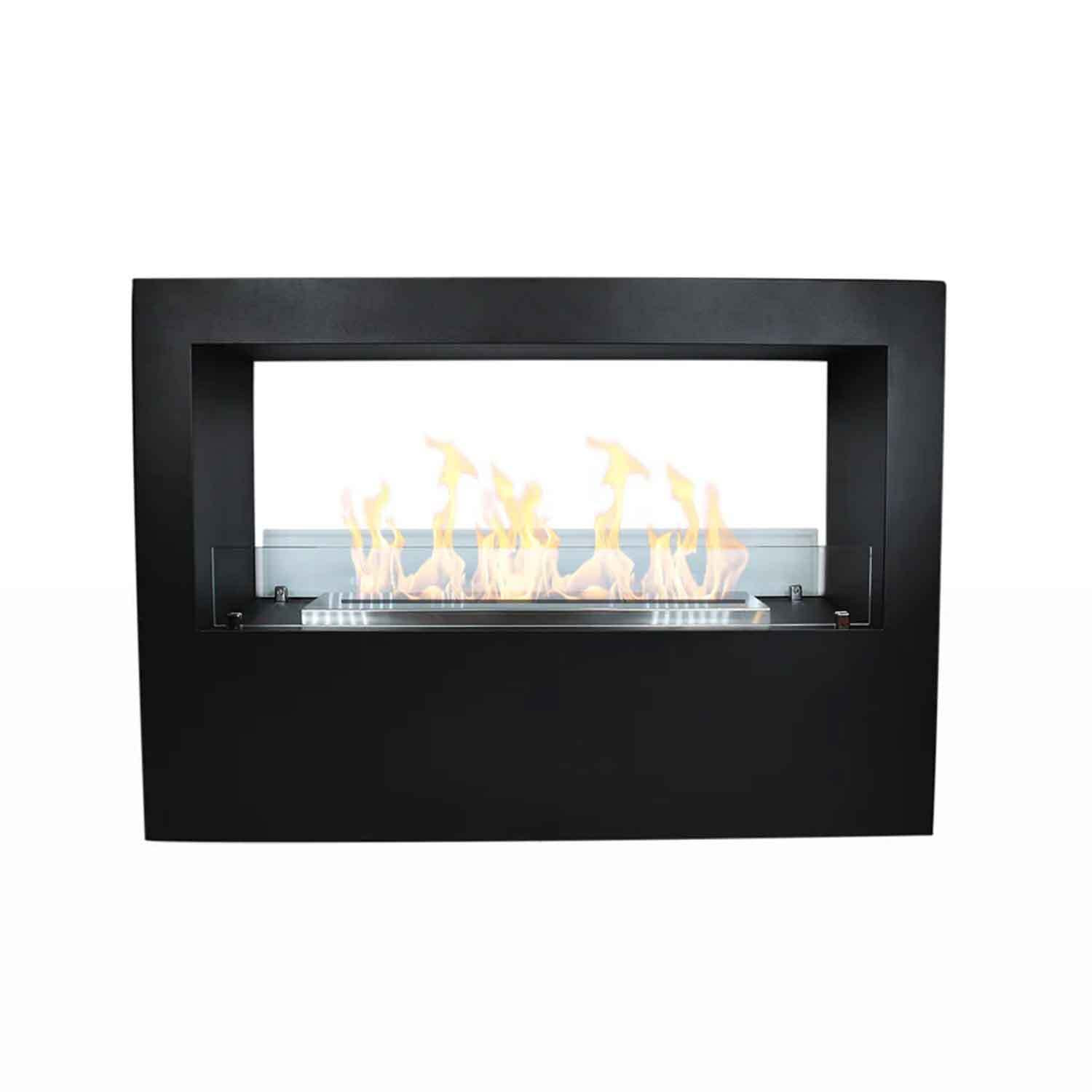 Giotto - Camino a bioetanolo da terra per interno ed esterno 100x30xH70 cm, colore nero