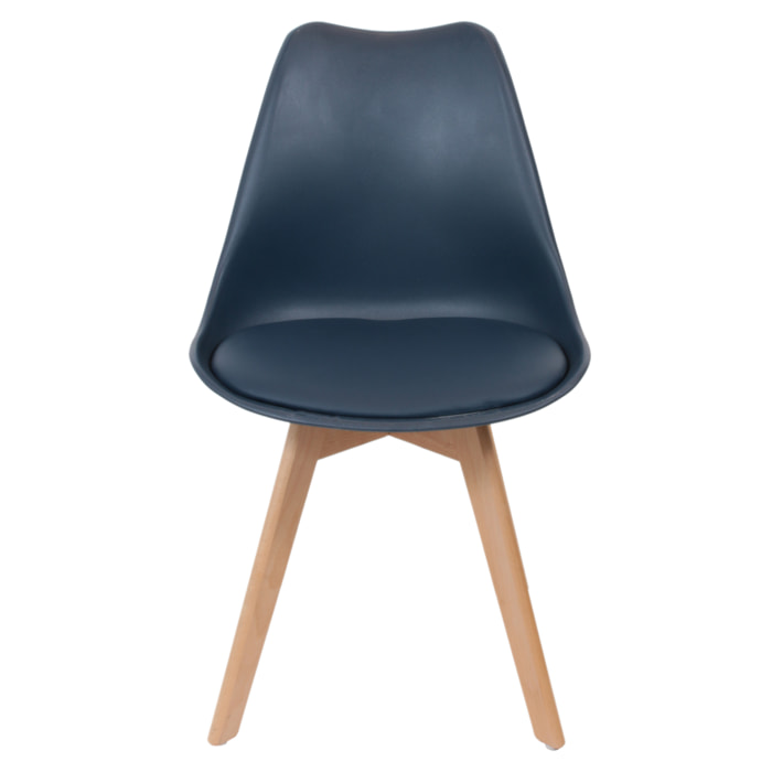 Chaise Scandinave Coque Rembourree Bleu - Lot De 2