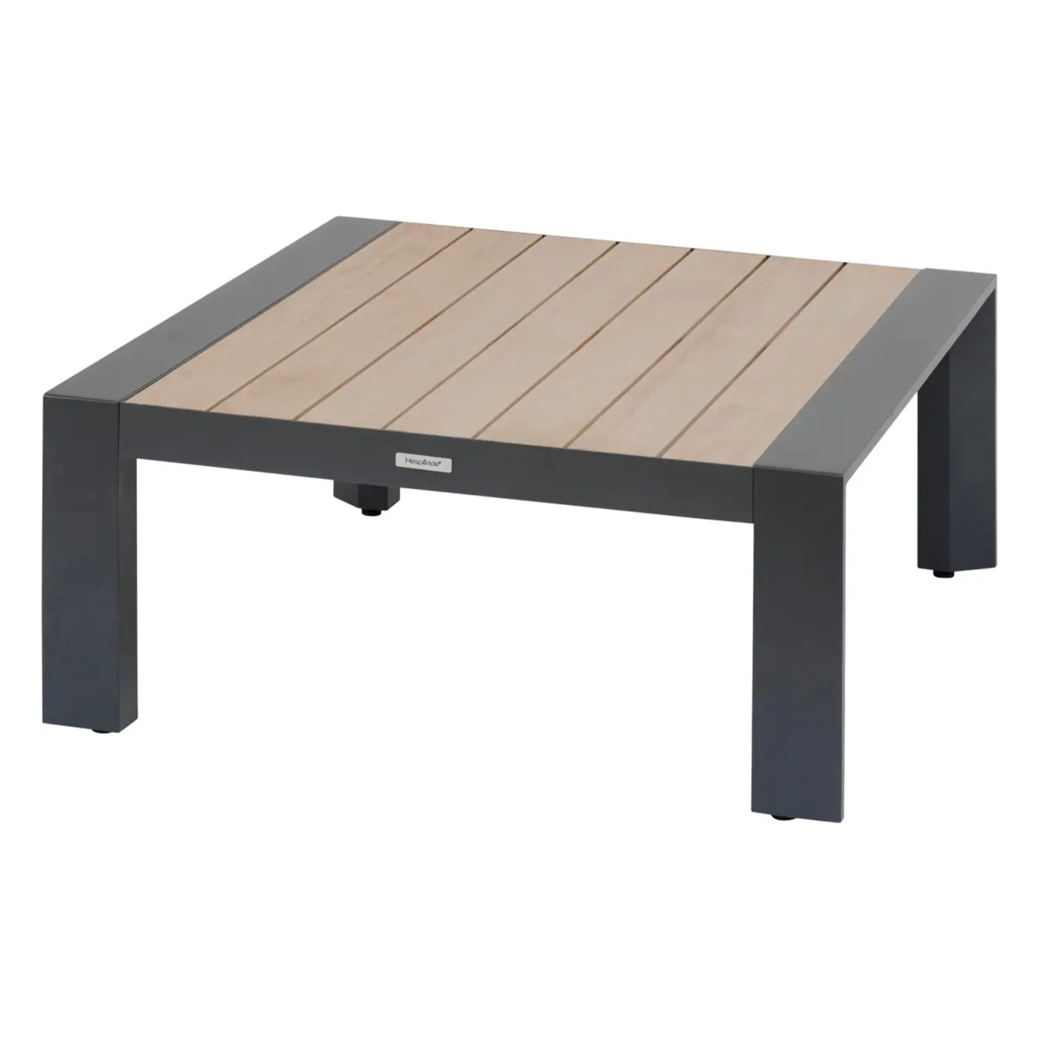 Table basse de jardin carrée "Évasion" graphite & honey 87 x 87cm en aluminium