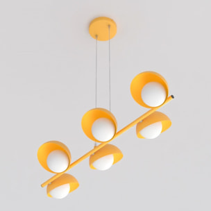 Lampada a sospensione Boom in acciaio arancione e vetro