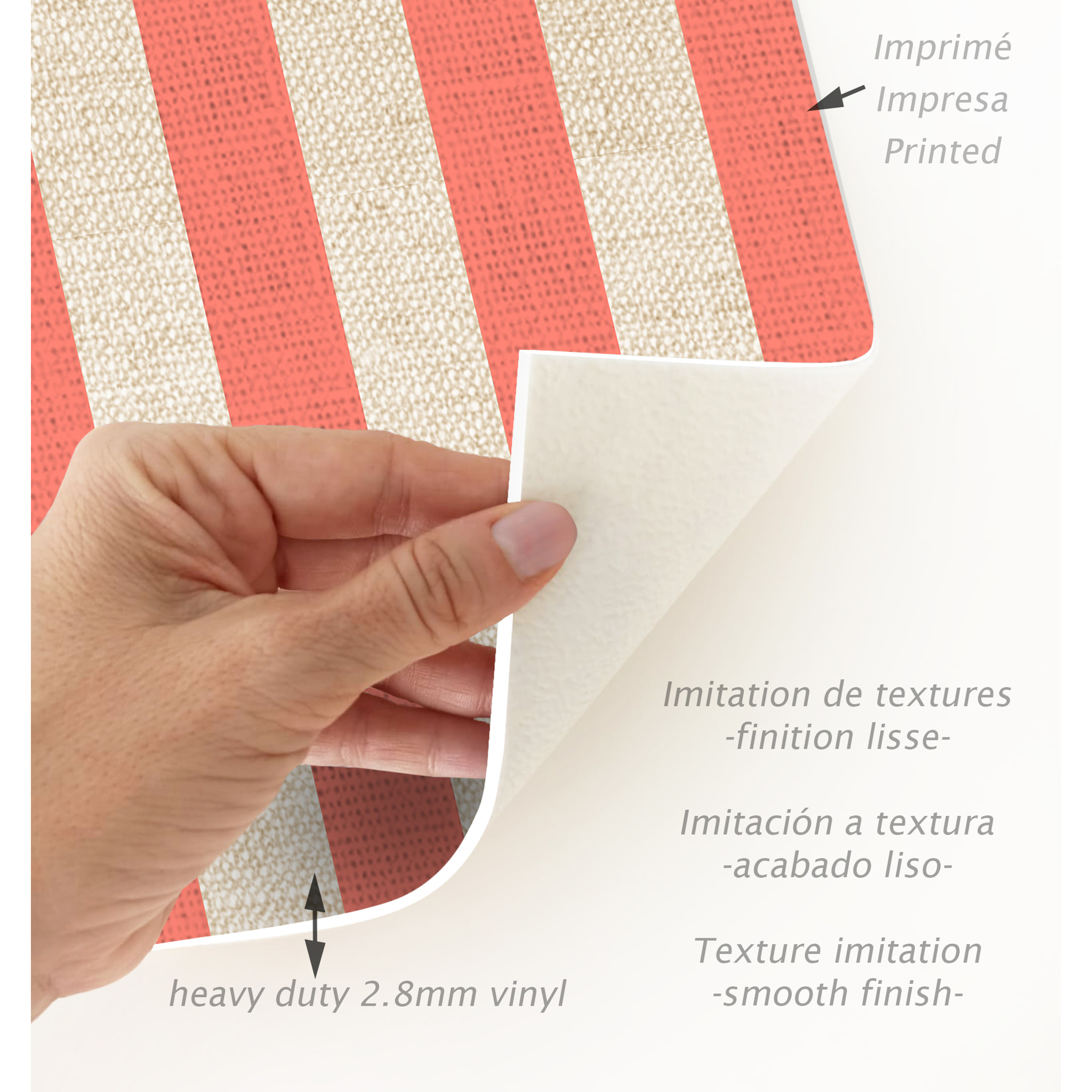 Alfombra de vinilo Dynamic Coral 200x300 cm -PVC antideslizante, vinilica para cocina o salón, lavable, estilo abstracto