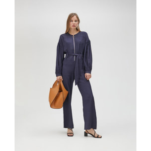 Tuta in denim con cerniera
