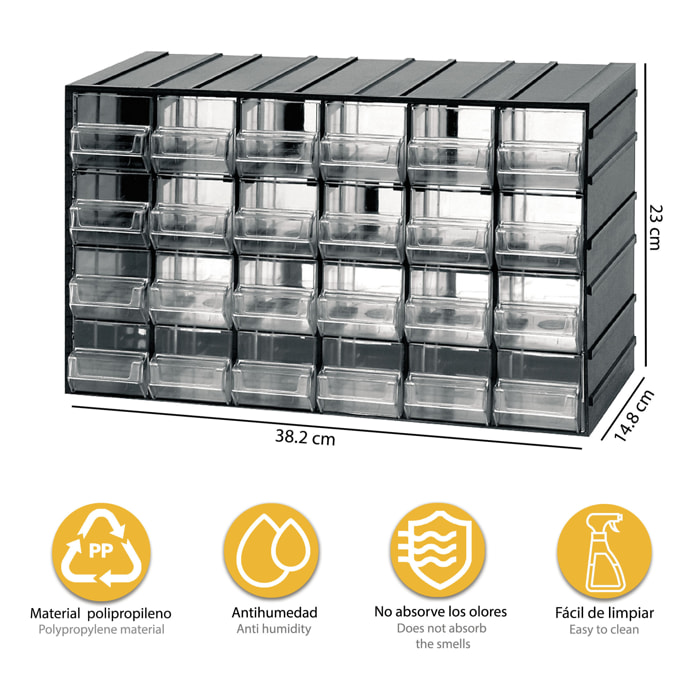 Unidad de almacenamiento modular con 24 cajones, Artplast