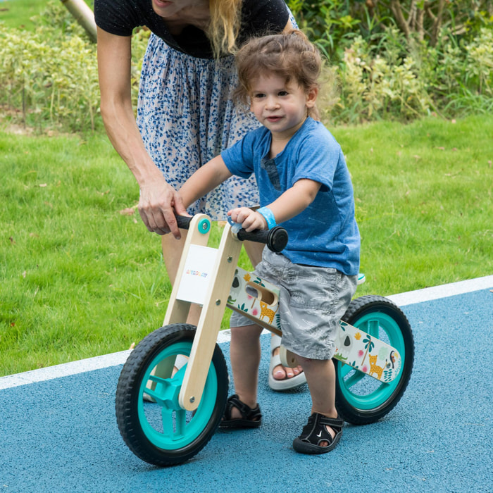 Bicicleta sin Pedales para Niños 3-6 Años Sillín Ajustable 87x37x50 cm Turquesa