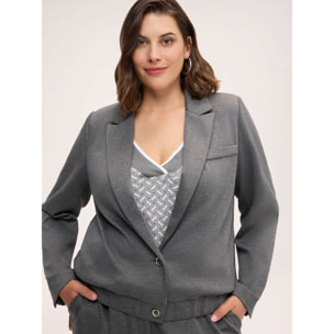 Fiorella Rubino - Blazer crop en punto Milano - Gris