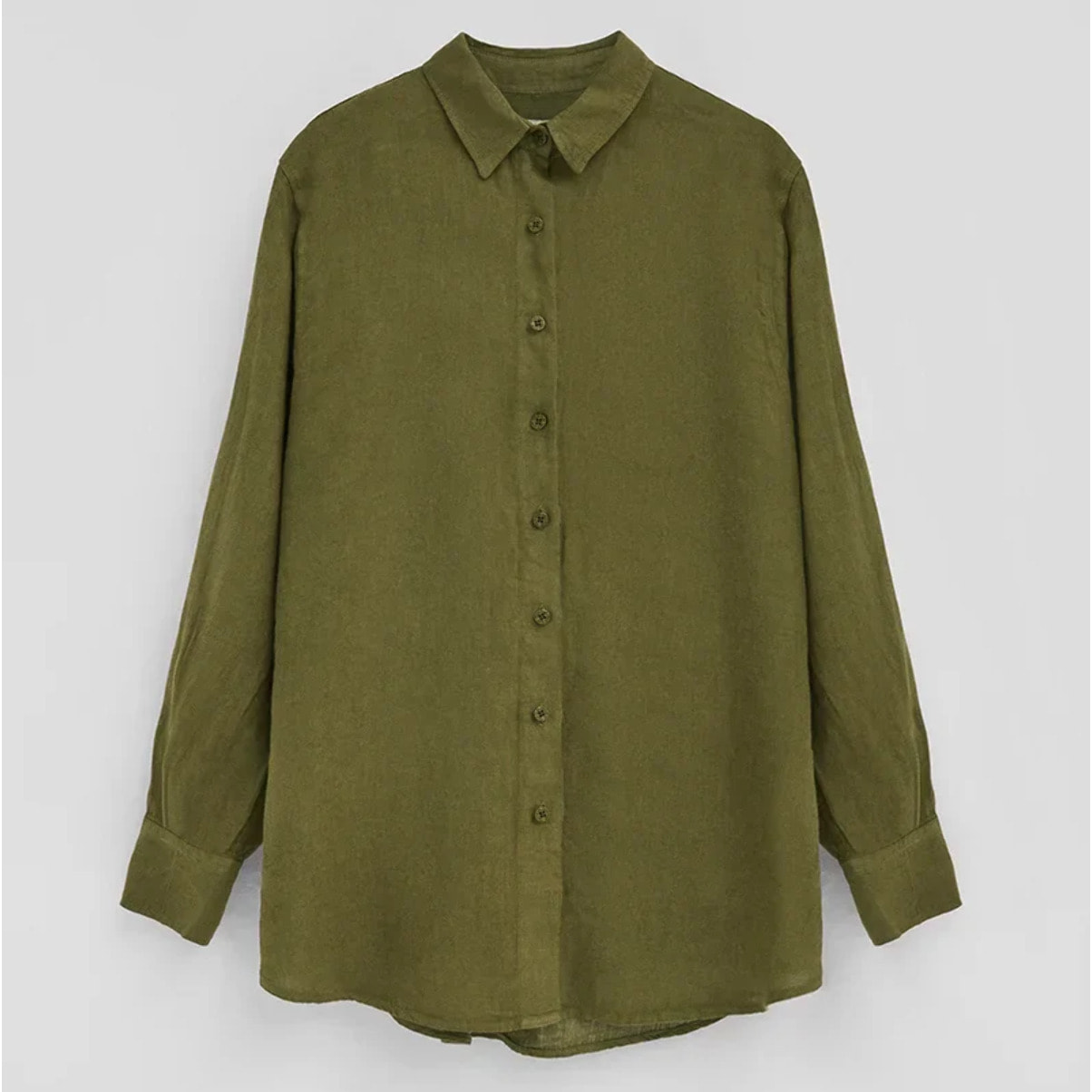 Camisa verde musgo de lino con corte relajado y bordado Polo Club