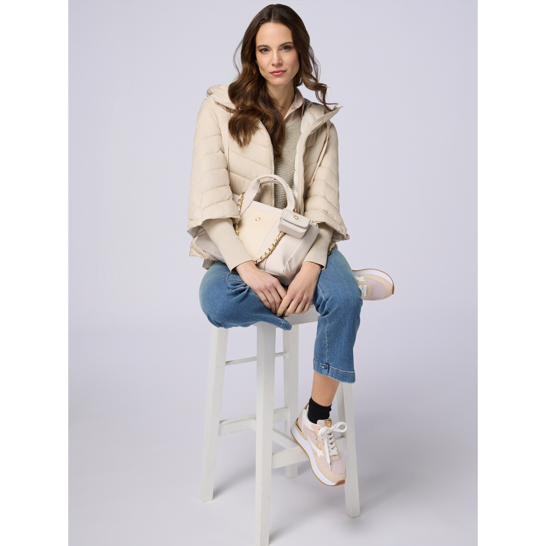 Oltre - Jeans little flare con bottone gioiello - Azzurro