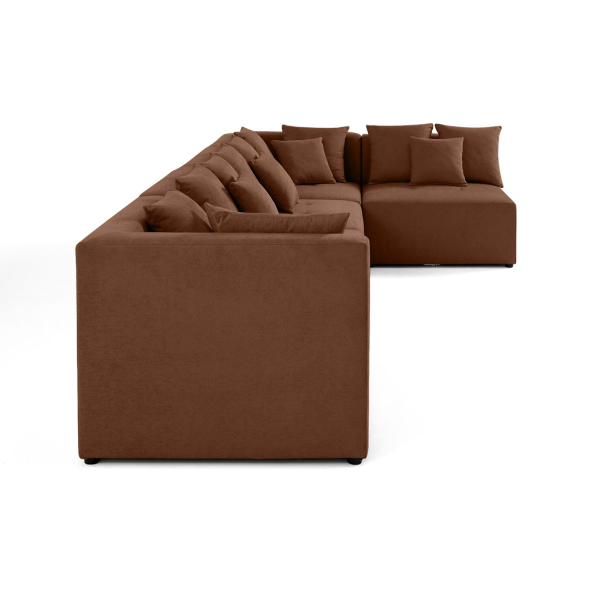Amalfi - canapé modulable d'angle réversible - 5 places - en tissu - Terracotta