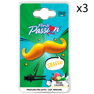 3x Fresh Passion Sbaffo Profumatore per Auto Essenza Fresh Colonial