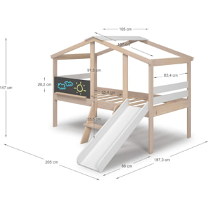 Lit cabane enfant avec toboggan  - JULES