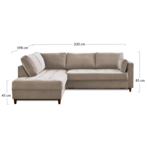 Anna - canapé d'angle gauche - 5 places - convertible - en velours - Vert Olive