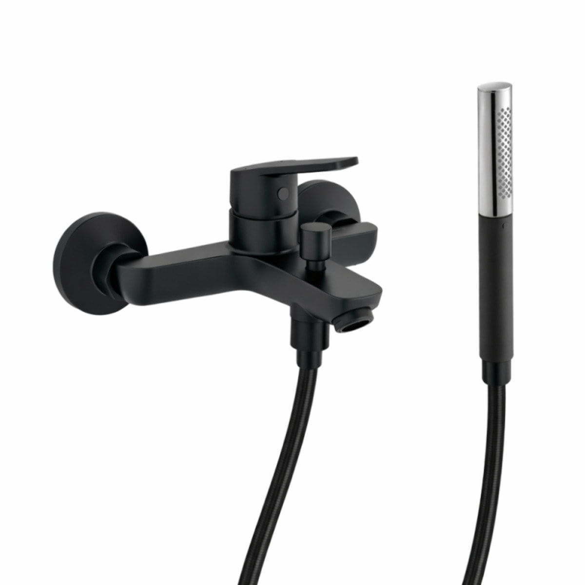 Douchette stick Shift Ellipse noir et chrome avec mitigeur bain douche et flexible lisse anti-torsion Noir