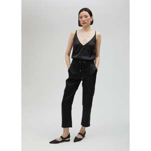 Pantaloni jogger borchie satin