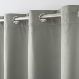 Rideau isolant et thermique en velours - Gris