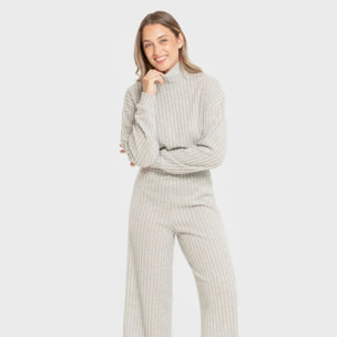 Pantalón largo ancho 4x2 canalé mujer
