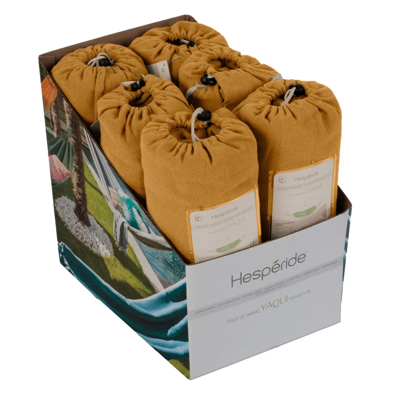 Toile de hamac double "Yaqui" ocre 307x150cm en polyester