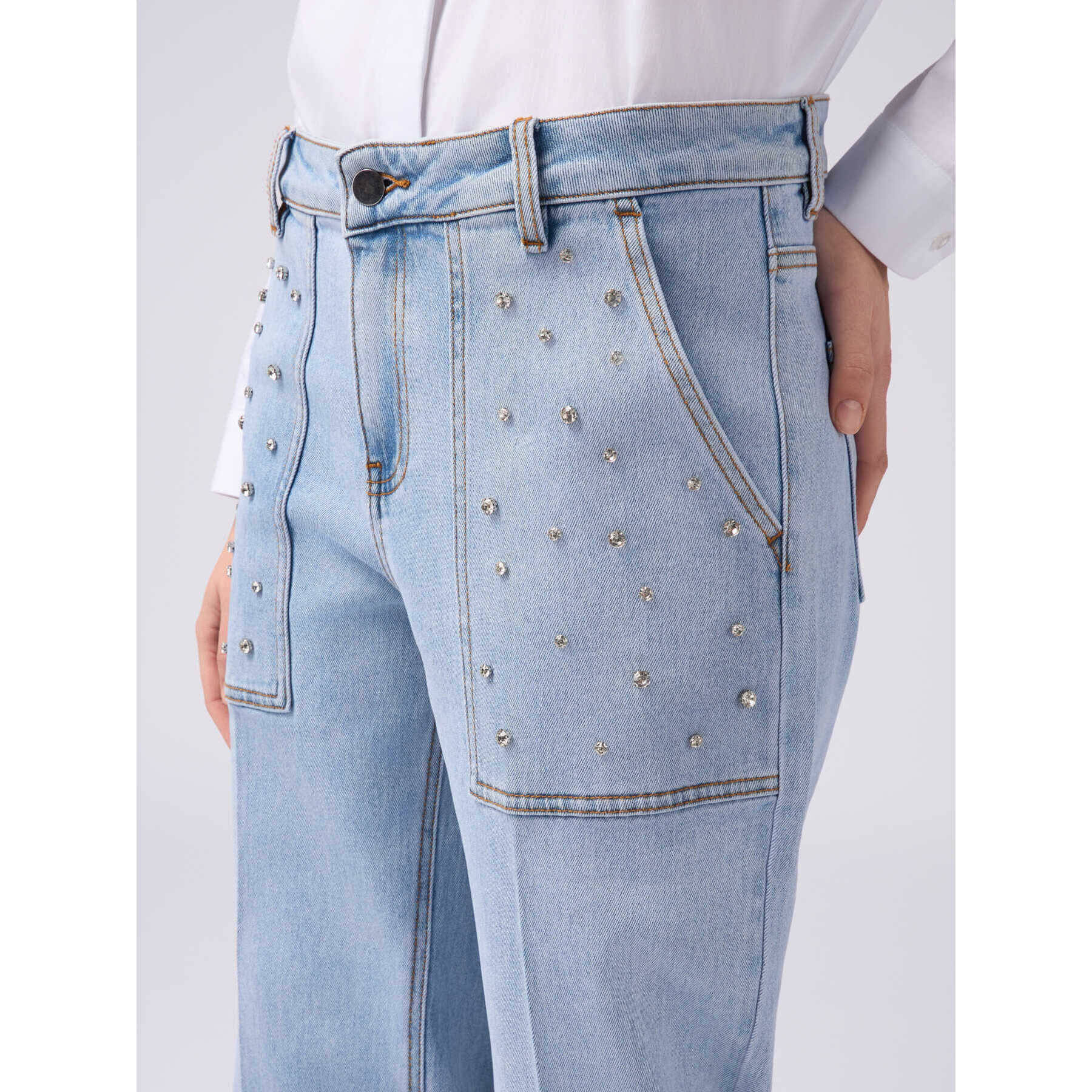 Oltre - Jeans palazzo con tachuelas - Light - blue
