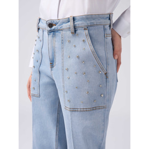 Oltre - Jeans palazzo con tachuelas - Light - blue