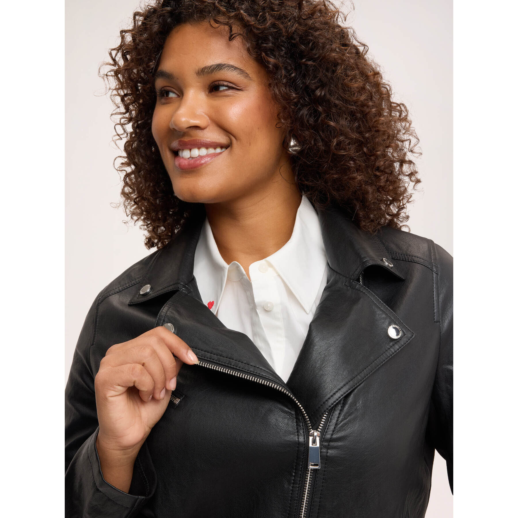 Fiorella Rubino - Giacca biker con zip asimmetrica - Nero