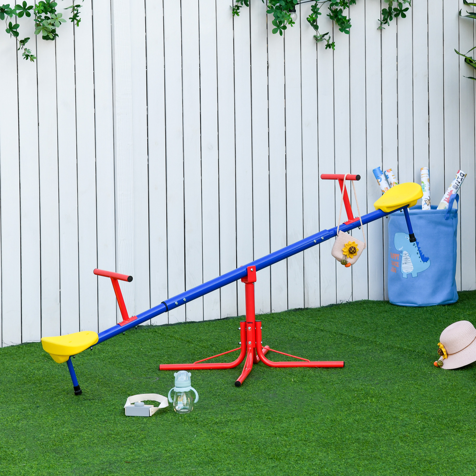 Trébuchet rotatif 360° - balançoire à bascule enfant - multicolore