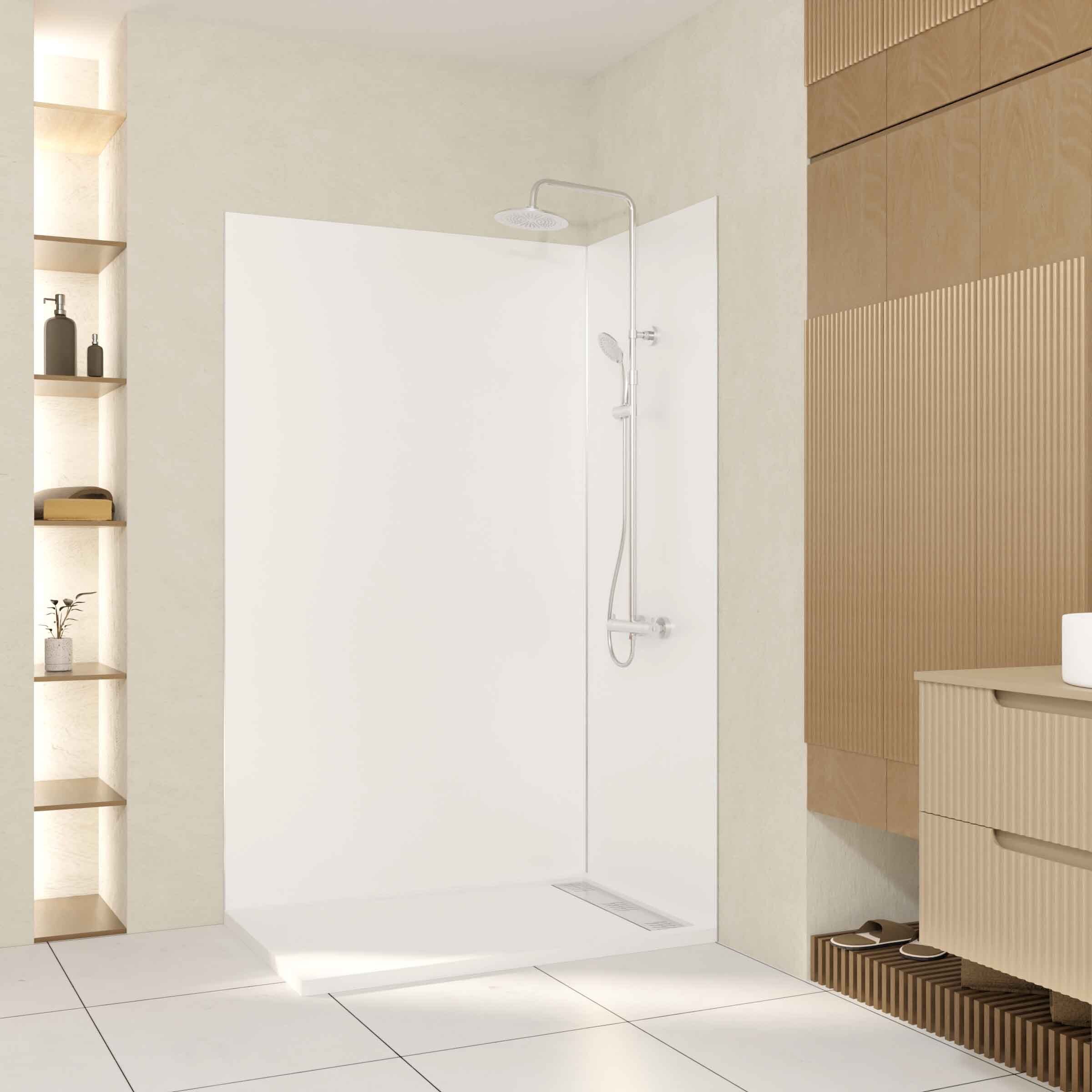 Lot de 2 Panneaux Muraux Aluminium Blanc 90+120 x 210 cm avec Profilés Chrome - WALL'IT