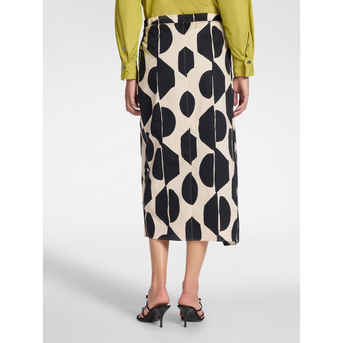 Elena Mirò - Falda pareo estampada - Negro