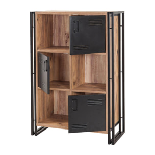 Libreria Dpecorin, Scaffale da ufficio, Mobile portalibri, Biblioteca, 89x35h127 cm, Quercia e Nero