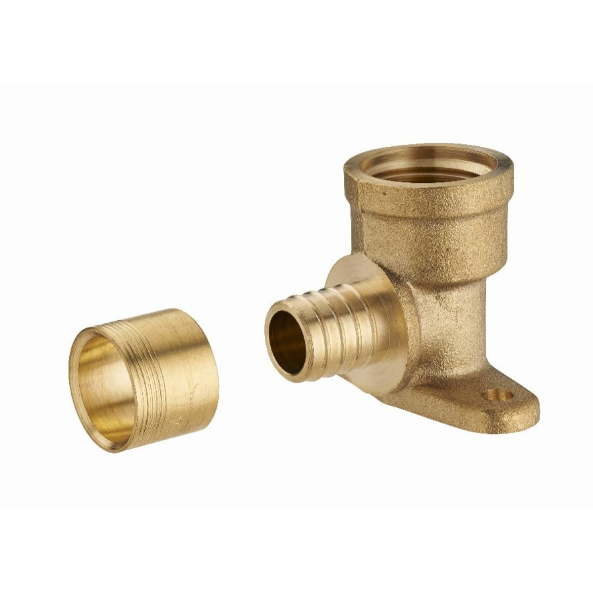 Coude applique à glissement pour tube PER NOYON & THIEBAULT - Ø 16 mm à visser femelle F1/2' (15x21) 2 trous pour fixation au mur Bague en laiton - 3191-1516L1