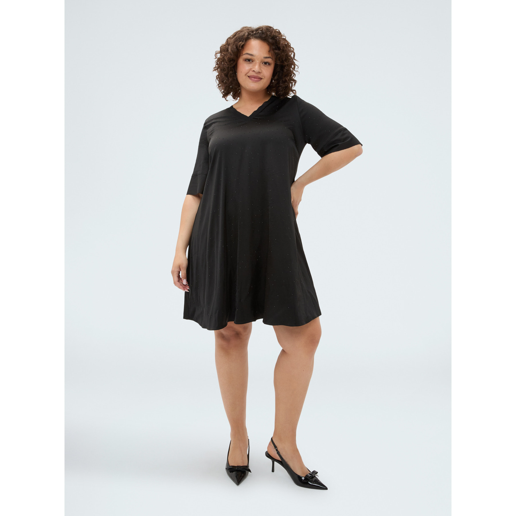 Fiorella Rubino - Vestito in raso con punti luce all over - Nero