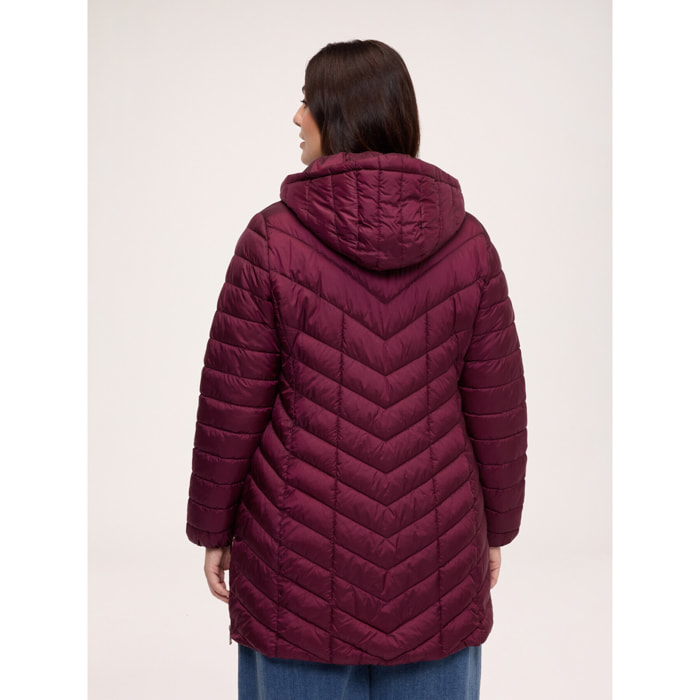 Fiorella Rubino - Piumino lightweight lungo con trapuntatura a chevron - Bordeaux