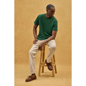 Maglietta verde bottiglia a girocollo con toppa Polo Club