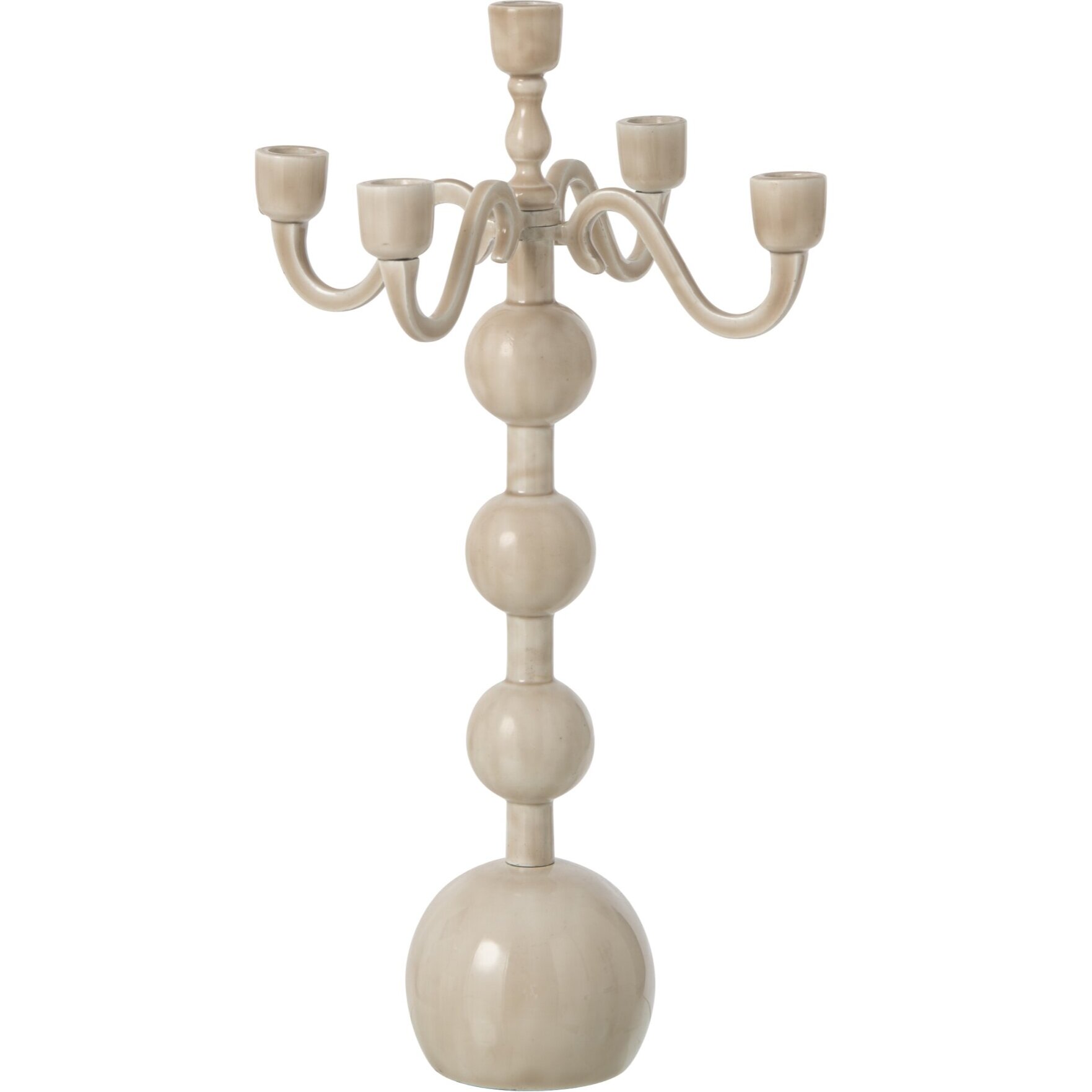 J-Line chandelier 5 bras Ball - aluminium - beige clair - large