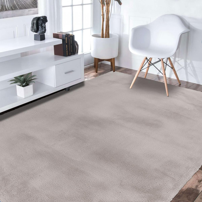 Tapis longs poils shaggy tufté motif uni HOHE
