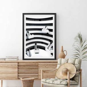 Affiche un escalier à paris Affiche + cadre en bois - Noir