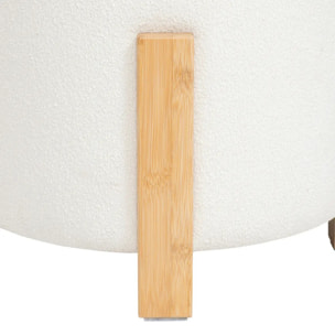 Tabouret "Bansa" bouclette bambou blanc D37,5x32cm