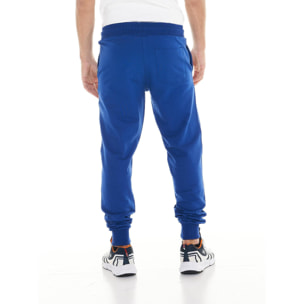 Pantalones básicos de hombre Leone con logo grande en algodón sin cepillar.