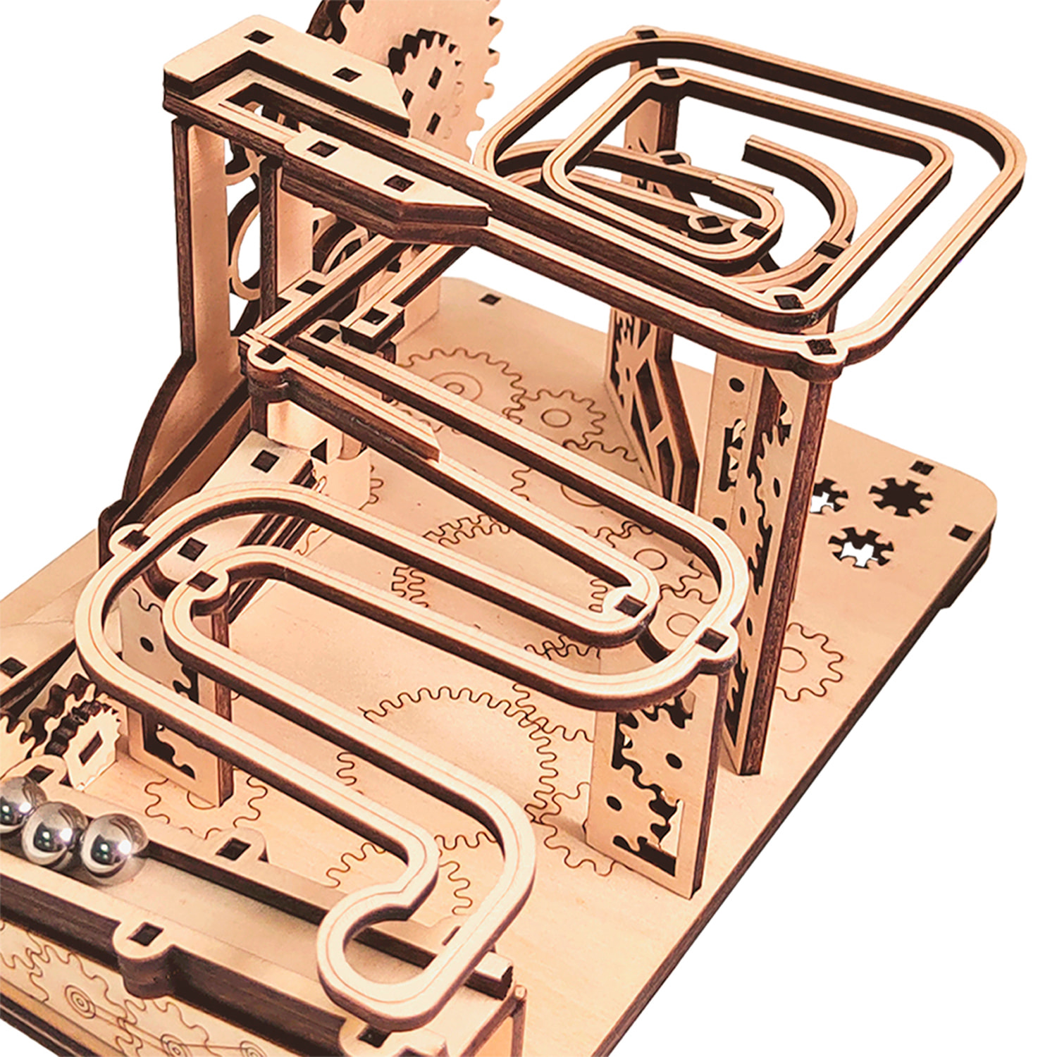 Maqueta de Madera 3D, con movimiento mecánico diseño de Lanzapiedras Mecánico. 81 piezas.