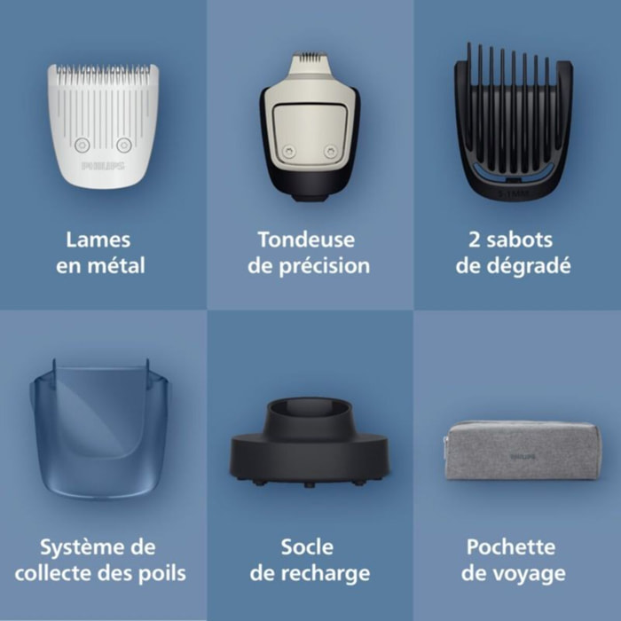 Tondeuse barbe PHILIPS BT7665/15 Series 7000, molette réglable, 40 hauteurs de coupe, précision 0,2 mm, autonomie 120 mn