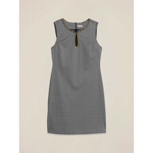 Oltre - Vestito tubino pied de poule - Grigio