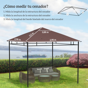 Outsunny Techo de Repuesto para Cenador, 3x3 m, Cubierta de Repuesto con 8 Orificios de Drenaje, Ventilación y Protección UV, SOLO Toldo de Recambio para Pabellón Gazebo, Café